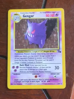 Pokemon TCG Gengar Holo Rare Card 5/62 Fossil Set WOTC - Image 1
