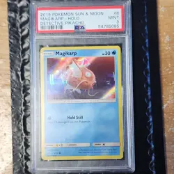 Pokemon Magikarp Detective Pikachu 8/18 Common Holo PSA 9 2019 English - Image 1