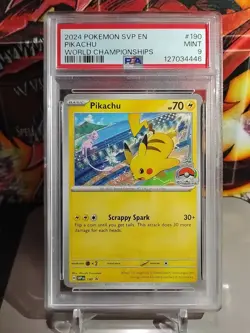 PSA 9 Pikachu 190 SVP World Championships Promo 2024 Pokemon Mint - Image 2