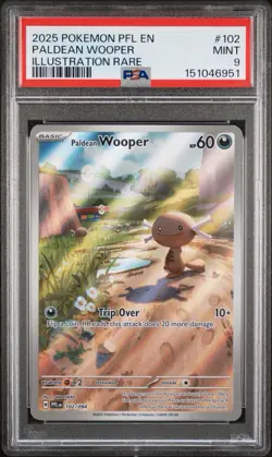 2025 POKEMON PFL EN-PHANTASMAL FLAMES ILLUSTRATION RARE PALDEAN WOOPER PSA 9 - Image 1
