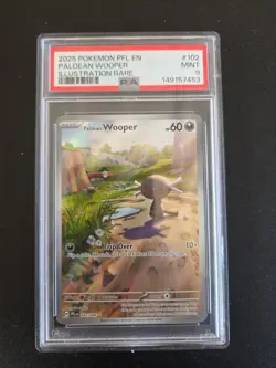 Pokemon 2025 Paldean Wooper Illustration Rare 102/094 PSA 9 Mint - Image 1