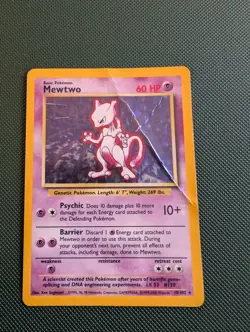 Pokemon Mewtwo TCG Holo Rare Card Base Set 10/102, WOTC 1999 - Image 1