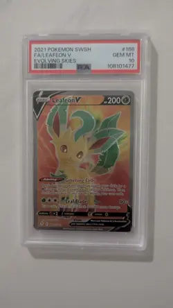 Leafeon V 166/203 Ultra Rare Full Art PSA 10 Pokemon TCG SWSH Evolving Skies - Image 1