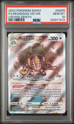 2023 POKEMON SWORD & SHIELD CROWN ZENITH #GG55 FULL ART/REGIGIGAS VSTAR PSA 10 - Image 1