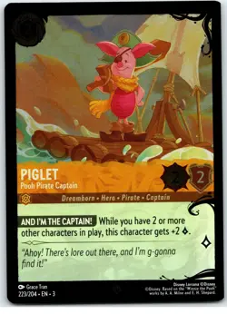 #223 Piglet Pooh Pirate Captain COLD FOIL PLAYSET x4 Lorcana Illumineer's Quest - Image 2