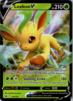 Leafeon V - 013/159 - Pokemon Crown Zenith Sword & Shield Ultra Rare Card NM - Image 1