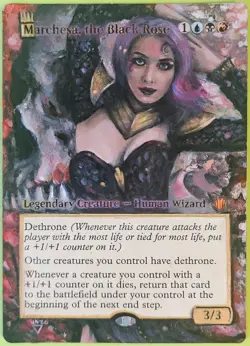 Marchesa, the Black Rose Altered Hand Painted Mtg Card Ondal the Fool - Image 1