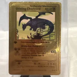 Shining Charizard 107/105 Fan Art Gold Foil Pokemon Card First Edition Rare NM - Image 1