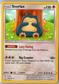 SNORLAX 158/214 HOLO RARE UNBROKEN BONDS POKEMON LP - Image 1