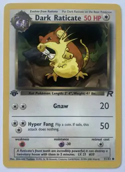 Dark Raticate 1st Edition 51/82 Common Team Rocket Pokemon Vintage WOTC TCG - Image 1