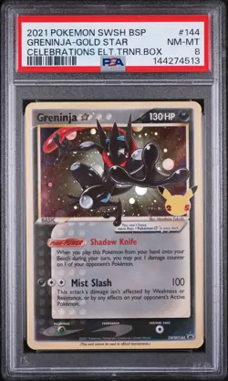 2021 POKEMON SWSH BLACK STAR PROMO #144 GRENINJA-GOLD STAR PSA 8 - Image 1