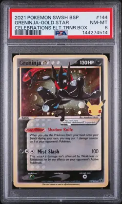 2021 POKEMON SWSH BLACK STAR PROMO #144 GRENINJA-GOLD STAR PSA 8 - Image 1