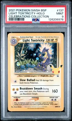 2021 POKEMON SWSH BLACK STAR PROMO CELEBRATIONS COLL LIGHT TOXTRICITY-HOLO PSA 9 - Image 1