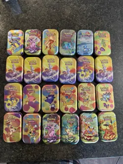 Pokemon TCG Lot of 24 OPENED Collectible Storage Tins - Image 1
