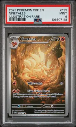 Ninetales PSA9 2023 Pokemon Obf En-Obsidian Flames Illustration Rare #199 - Image 1