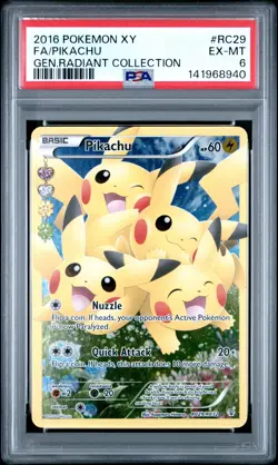 2016 POKEMON XY GENERATIONS RADIANT COLLECTION #RC29 FULL ART/PIKACHU PSA 6 - Image 1