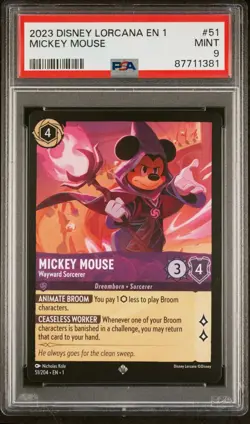 Disney Lorcana TCG Mickey Mouse Wayward Sorcerer 51/204 Regular Super Rare - Image 1