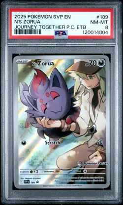 N's Zorua 189 Pokemon Center Exclusive 189 Sv: Scarlet & Violet Promo Card Psa 8 - Image 1