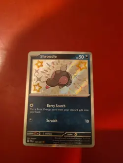 Shroodle 189/091 SV: Paldean Fates Baby Shiny Holo Rare Pokemon Card NM - Image 1