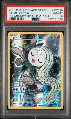 2016 POKEMON XY BLACK STAR PROMO #XY120 FULL ART/MELOETTA PSA 8 - Image 1