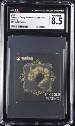 Onix Pokemon Candy Stickers (2023) Korean Striking 24k Gold Plated CGC 8.5 - Image 1