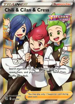 Pokemon TCG Chili & Cilan & Cress 258/264 Fusion Strike Full Art Trainer NM - Image 1