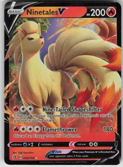 Pokemon TCG Ninetales V Ultra Rare SWSH02: Rebel Clash 026/192 - Image 1