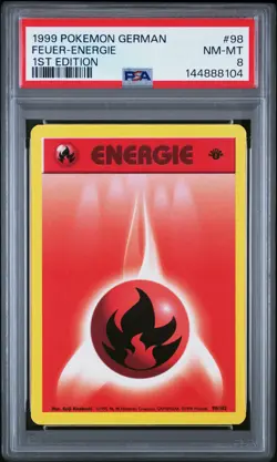 1999 WOTC German 1st Edition Pokemon Fire Energy Feuer-Energie 98/102 - PSA 8 - Image 1