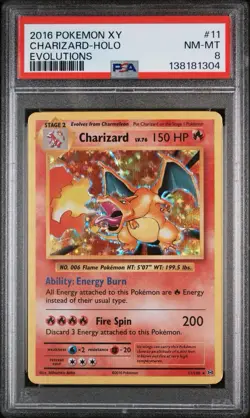 Pokemon Charizard 11/108 Holo Rare XY Evolutions LP+ NM Base Set PSA 8 - Image 1