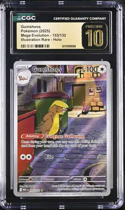 2025 Pokemon Mega Evolution Gumshoos Illustration Rare #153/132 CGC 10 Pristine - Image 1