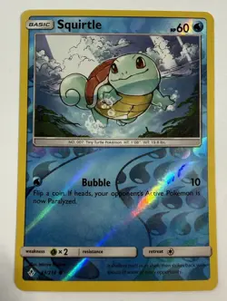Pokemon TCG - Squirtle - 33/214 - Reverse Holo - Sun & Moon: Unbroken Bonds - LP - Image 1