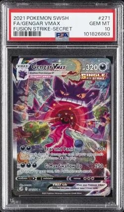 2021 POKEMON SWORD & SHIELD FUSION STRIKE SECRET FULL ART/GENGAR VMAX PSA 10 - Image 1