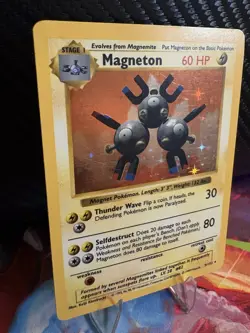 Magneton 9/102 Shadowless Holo MP Base Set Pokemon WOTC 1999 - Image 4