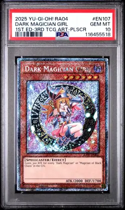 2025 YU-GI-OH! RA04-QUARTER CENTURY STAMPEDE #EN107 DARK MAGICIAN GIRL PSA 10 - Image 1