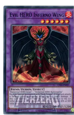Yugioh Evil HERO Inferno Wing LDS3-EN027 Blue Ultra Rare 1st Edition Near Mint - Image 1