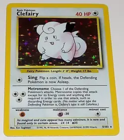 **READ** UNUSED UNPLAYED VF-NM - 1999 - POKEMON HOLO CARD CLEFAIRY 5/102 - Image 1