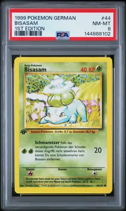 1999 Pokemon GERMAN 1st Edition Base Set Bisasam 44/102 - PSA 8 - Image 1