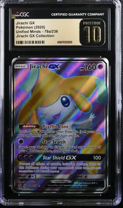 2019 POKEMON SUN & MOON UNIFIED MINDS 79A/236 FULL ART/JIRACHI GX CGC PRISTINE - Image 1
