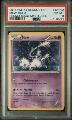 2017 Pokemon Mew Holo XY192 PSA 8 NM-MT Black Star Promo XY - Image 1