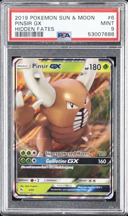 2019 POKEMON SUN & MOON HIDDEN FATES #6 PINSIR GX PSA 9 - Image 1