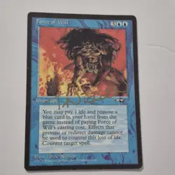 Force of Will MTG Alliances Signed Terese Nielsen Gold Auto Blue Counterspell - Image 1