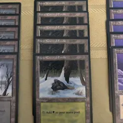 ice age snow covered Mint mtg 5 of Each Island Mountain Swamp Plains Forest 1995 - Image 3