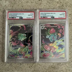 Bulbasaur & Ivysaur SEQUENTIAL PSA 10 Illustration Rare Lot of 2 2025 - Image 1