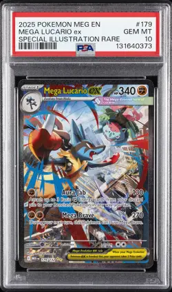 2025 POKEMON MEG EN-MEGA EVOLUTION #179 MEGA LUCARIO EX PSA 10 - Image 1