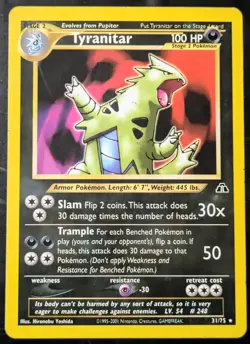 Rare Near Mint -- Pokemon Non Holo Tyranitar 31/75 -- Neo Discovery Set - Image 1