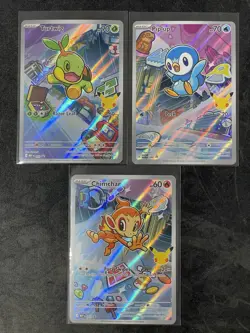 Pokemon 1st Partner Illustration Collections Turtwig #40 Chimchar #41 Piplup #42 - Image 1