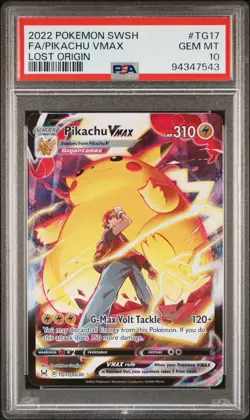 2022 POKEMON SWORD & SHIELD LOST ORIGIN FULL ART/PIKACHU VMAX TG17 PSA 10 - Image 1