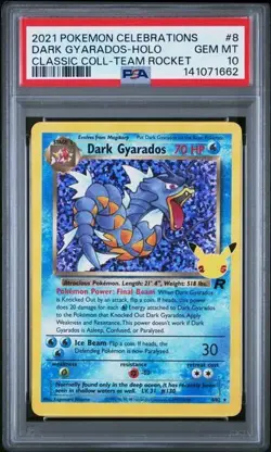 PSA 10 Dark Gyarados 8 Pokemon Celebrations Classic Collection Holo TCGKITTEN - Image 2