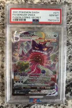 Pokemon Gengar VMAX Alternate Art Secret Rare 271/264 Fusion Strike Holo PSA 10 - Image 1