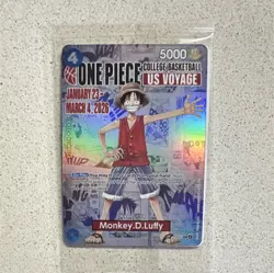 Bandai Namco Monkey D. Luffy Full Art Holo Promo US Voyage One Piece CCG Card - Image 1